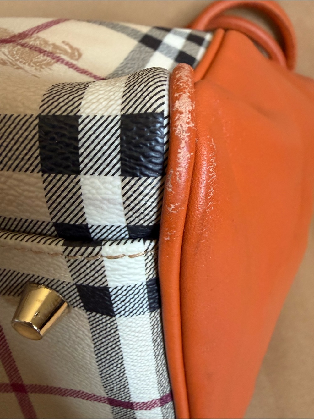 Burberry Orange Haymarket Check Coated Canvas - Picture 11 of 16